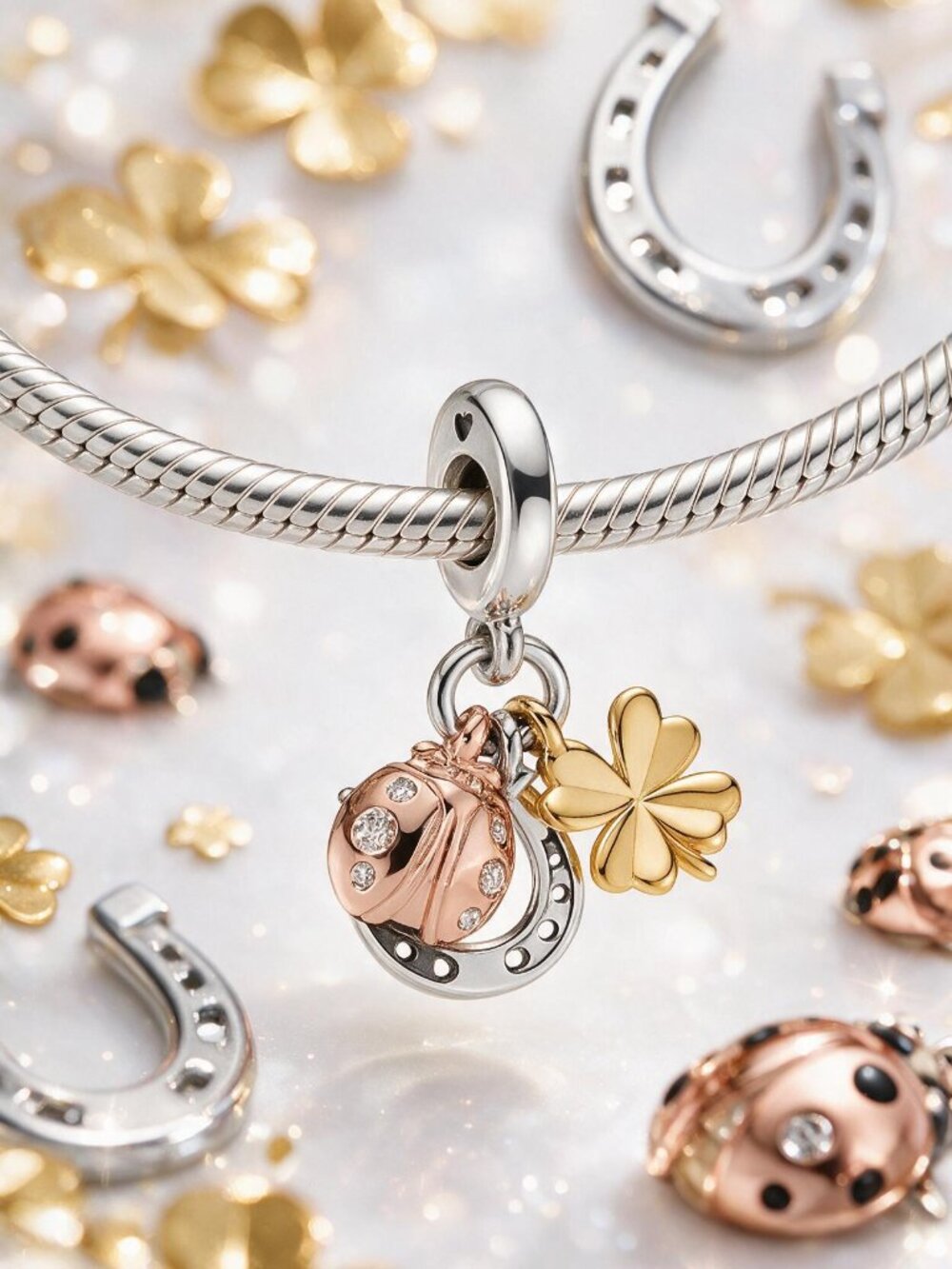 Clover, Ladybug & Horseshoe Dangle Charm